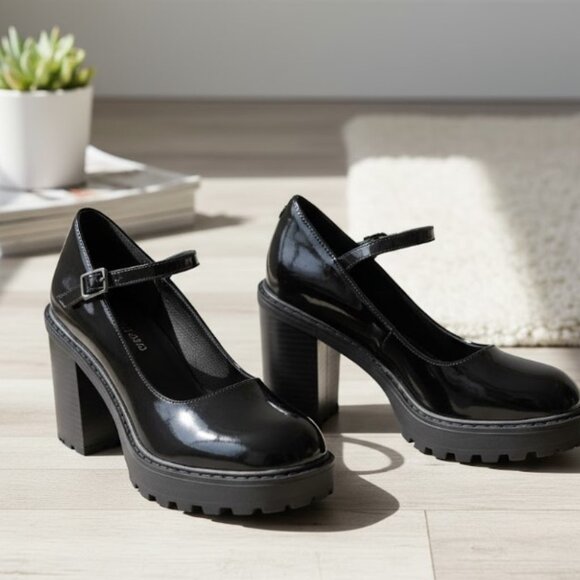 Madden NYC Steve Madden Black Mary Jane Platform Shoes NWOB Size US 10 - Picture 1 of 9